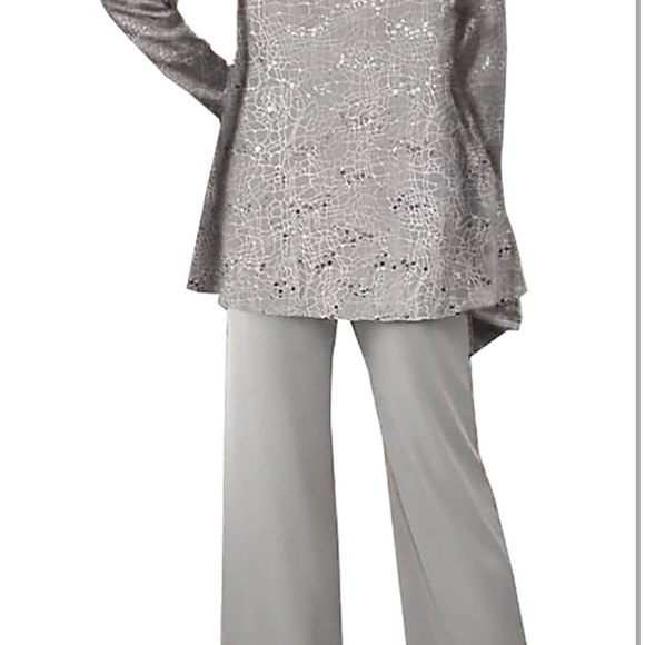 ManDu 3-Pieces Lace Mother of The Bride Pant Suits for Wedding - Picture 4 of 15